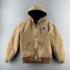 Vintage Carhartt Jacket Mens Small Hooded Active Jack‎ Duck Canvas Boise State
